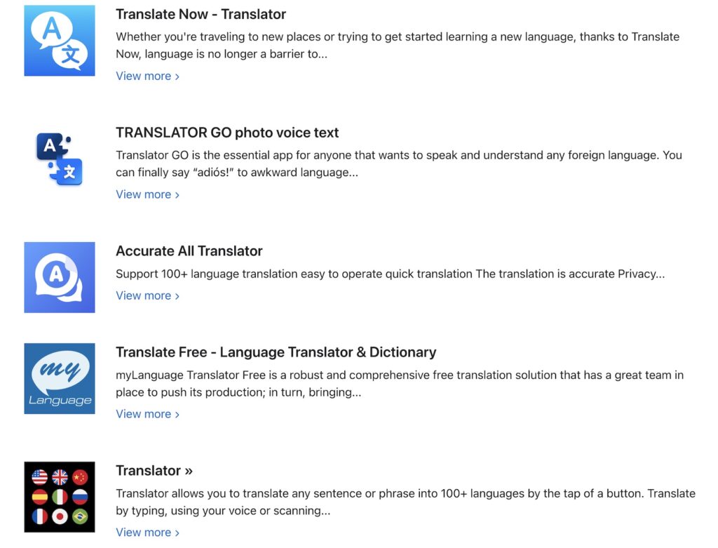 Mobile Language translator Apps